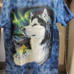 T-shirt «Loup Aurora Borealis Wolf Tie Dye»