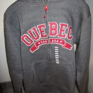 Zipper Hoody «Quebec Applique» Charcoal