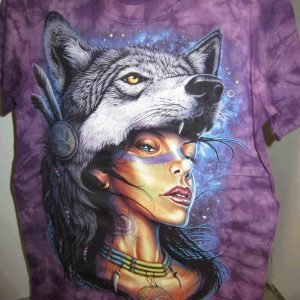 T-shirt «Loup Wolf Head Woman Tie Dye»