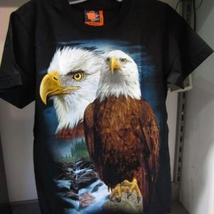 T-shirt «Loup Aigle Bleu Ciel Noir»